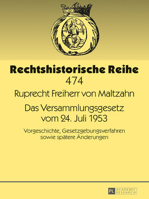 cover image of Das Versammlungsgesetz vom 24. Juli 1953